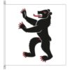 Fahne vom Schweizer Kanton Appenzell Innerrhoden, in Weiss ein aufrechter, rot gezungter schwarzer Bär.