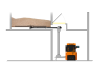 Eine technische Zeichnung von einer Holzhackschnitzel- / Pelletheizung UTSD mit Austragung mit Fallrohr, welche den Brennstoff vom Lagerraum zur Heizung befördert.